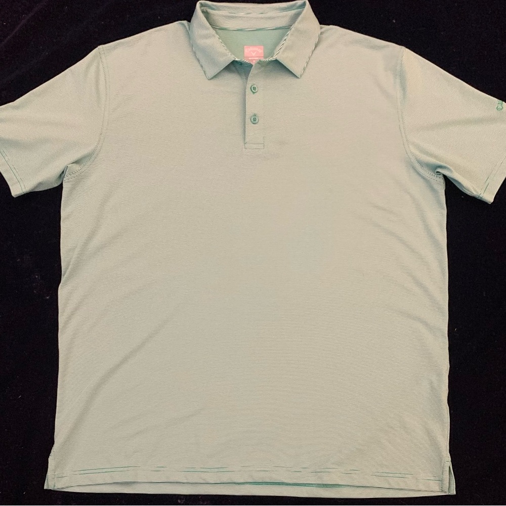 CALLAWAY SS Opti-Dri Polyester Mint Green Muted Stripe Polo - Picture 2 of 6